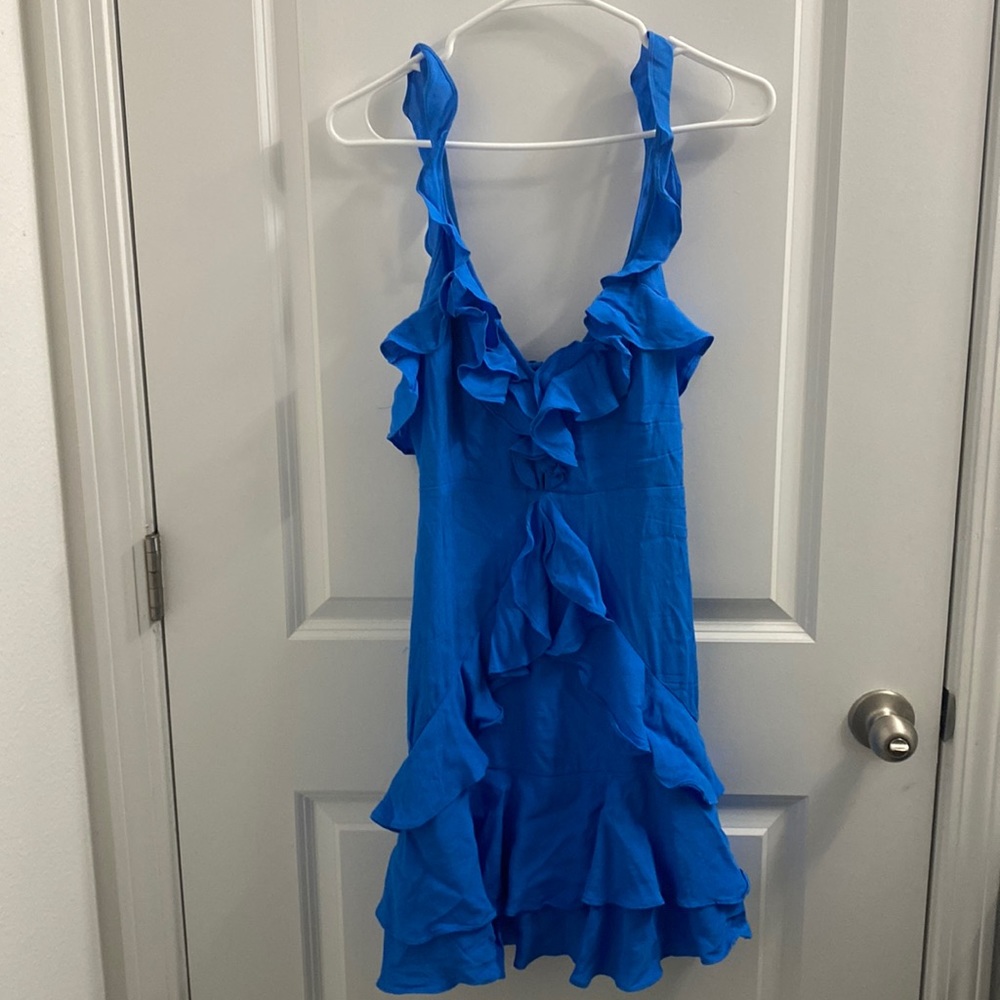 LULUS Blue Mini Spaguetti Strap Sleeveless Ruffled Dress Size XS